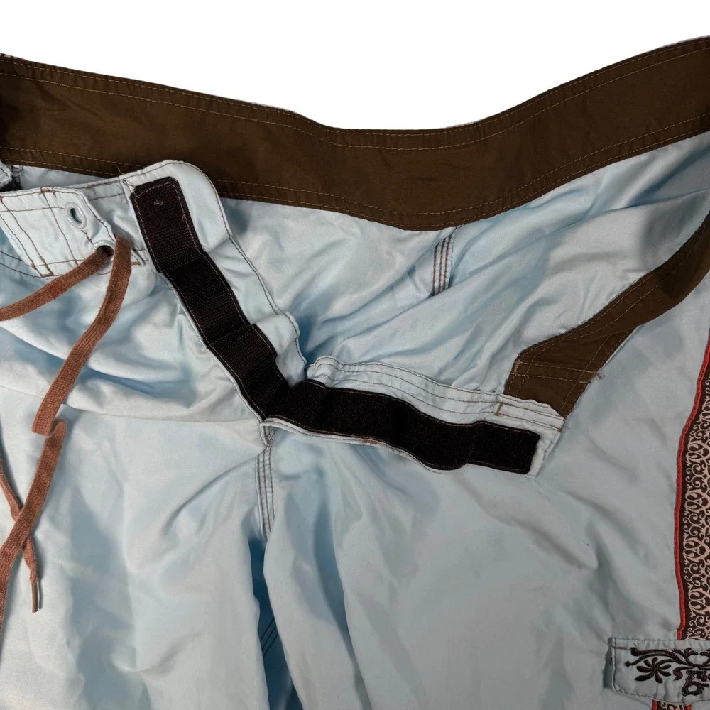 Gotcha Board Shorts 36 Blue Tribal Graphic Y2K Surf Mens Trunks